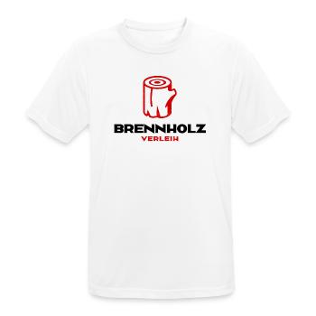 Brennholz Verleih - Männer T-Shirt atmungsaktiv - Weiß - Vorne - AI Model Male 185 dark (185cm)