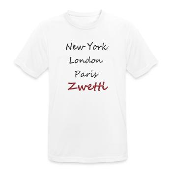 Stadtkosmos Handschrift Rot - Zwettl - Männer T-Shirt atmungsaktiv - Weiß - Vorne - AI Model Male 185 dark (185cm)