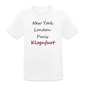 Villes écrites de la main : de New York à Klagenfurt - T-shirt respirant Homme - blanc - Devant - AI Model Male 185 dark (185cm)
