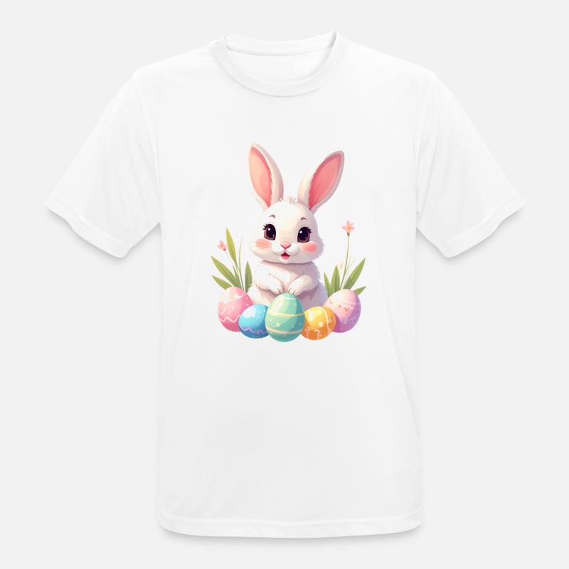 Easter bunny with pastel Easter eggs - Men's Breathable T-Shirt - white