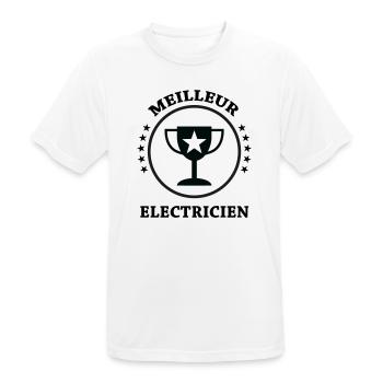 Meilleur Électricien : Le Trophée de la Qualité - T-shirt respirant Homme - blanc - Devant - AI Model Male 185 dark (185cm)