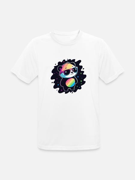 Panda Rainbow Galaxy Cool Glasses - Men's Breathable T-Shirt - white