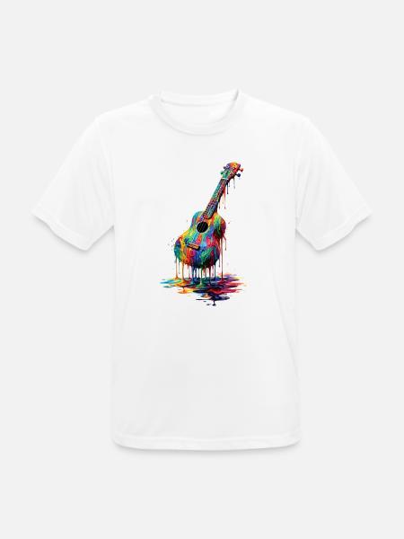 Ukulele med dryppende maling - Herre T-shirt svedtransporterende - hvid