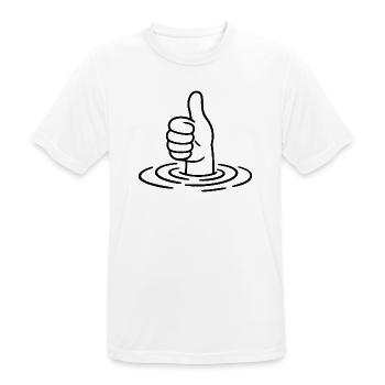 Daumen hoch - Thumbs up - Hand Wasser Wellen - Männer T-Shirt atmungsaktiv - Weiß - Vorne - AI Model Male 185 dark (185cm)