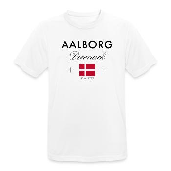 Aalborg Dänemark Koordinaten Reise Souvenir - Männer T-Shirt atmungsaktiv - Weiß - Vorne - AI Model Male 185 dark (185cm)