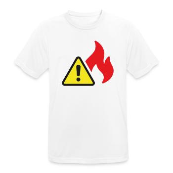 Icône solide d’alerte incendie Symbole de sécurité de flamme - T-shirt respirant Homme - blanc - Devant - AI Model Male 185 dark (185cm)