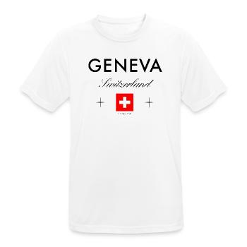 Genf Schweiz Koordinaten Reise Souvenir - Männer T-Shirt atmungsaktiv - Weiß - Vorne - AI Model Male 185 dark (185cm)