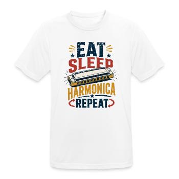 Instrument Harmonica Repeat-Music Harmonica - Men's Breathable T-Shirt - white - Front - AI Model Male 185 dark (185cm)