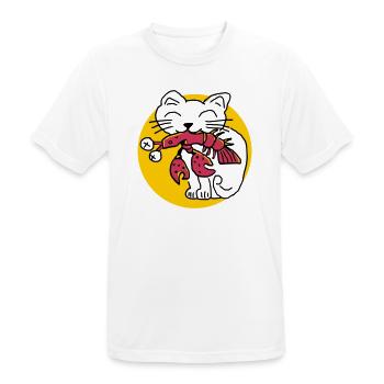 CancerCat - Männer T-Shirt atmungsaktiv - Weiß - Vorne - AI Model Male 185 dark (185cm)