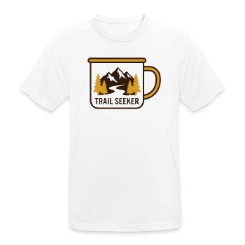 Berge Tasse Wander Logo - Männer T-Shirt atmungsaktiv - Weiß - Vorne - AI Model Male 185 dark (185cm)