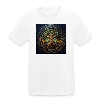 Mystic Tree mit Juwelen und Knoten - Männer T-Shirt atmungsaktiv - Weiß - Vorne - AI Model Male 185 dark (185cm)