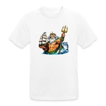 Neptun mit Seegelschiff - Männer T-Shirt atmungsaktiv - Weiß - Vorne - AI Model Male 185 dark (185cm)