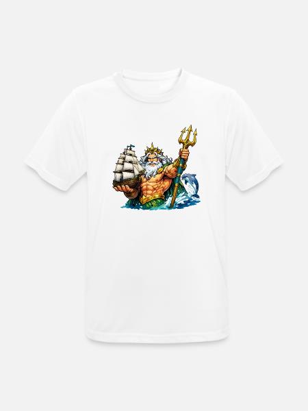 Neptune with sailing ship - Men's Breathable T-Shirt - white