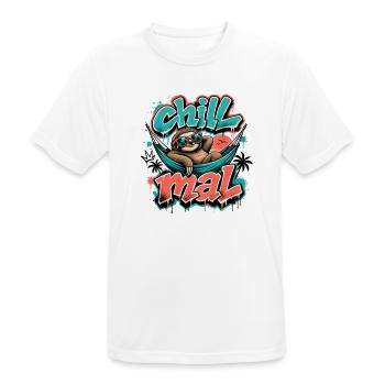 Chill Mal  Cooles Faultier Graffiti Design - Männer T-Shirt atmungsaktiv - Weiß - Vorne - AI Model Male 185 dark (185cm)