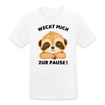 Klassentier Erdmännchen "Weckt mich zur Pause!" - Männer T-Shirt atmungsaktiv - Weiß - Vorne - AI Model Male 185 dark (185cm)