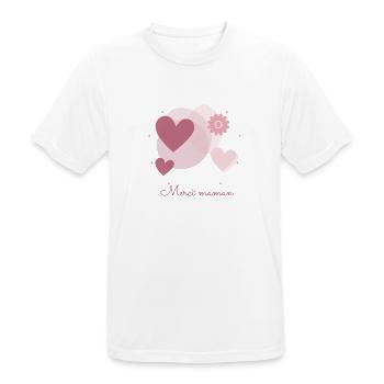 MAMAN. FÊTE DES MÈRES. COEUR. FÊTE. MERCI - T-shirt respirant Homme - blanc - Devant - AI Model Male 185 dark (185cm)