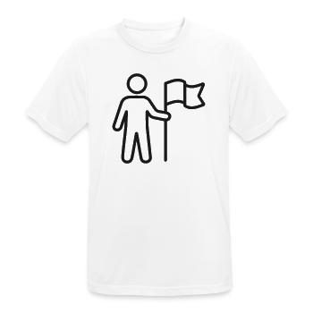 Flaggenträger-Personen-Liniensymbol - Männer T-Shirt atmungsaktiv - Weiß - Vorne - AI Model Male 185 dark (185cm)
