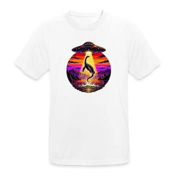 UFO-Strahl-Lochness-Monster Sonnenuntergangsneon - Männer T-Shirt atmungsaktiv - Weiß - Vorne - AI Model Male 185 dark (185cm)