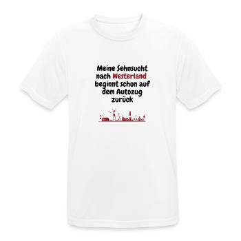 Sehnsucht nach Westerland beginnt auf den Autozug - Männer T-Shirt atmungsaktiv - Weiß - Vorne - AI Model Male 185 dark (185cm)