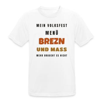 Volksfest Menü Brezn und Mass - Tracht Geschenk - Männer T-Shirt atmungsaktiv - Weiß - Vorne - AI Model Male 185 dark (185cm)