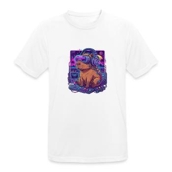 Synthwave Arcade Capybara Mix - Männer T-Shirt atmungsaktiv - Weiß - Vorne - AI Model Male 185 dark (185cm)