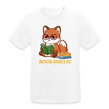 Cartoon Fuchs mit Buch beim Lesen  - Männer T-Shirt atmungsaktiv - Weiß - Vorne - AI Model Male 185 dark (185cm)
