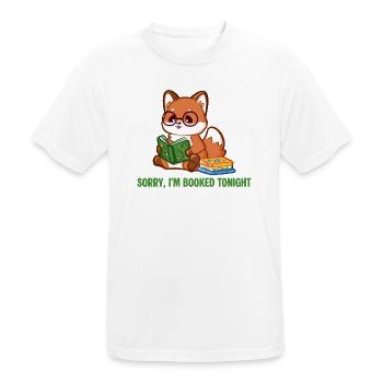 Fuchs mit Brille und Büchern - Sorry, I'm booked - Männer T-Shirt atmungsaktiv - Weiß - Vorne - AI Model Male 185 dark (185cm)