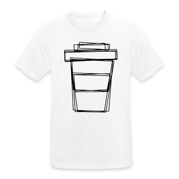Kaffeebecher handgezeichnet - Männer T-Shirt atmungsaktiv - Weiß - Vorne - AI Model Male 185 dark (185cm)