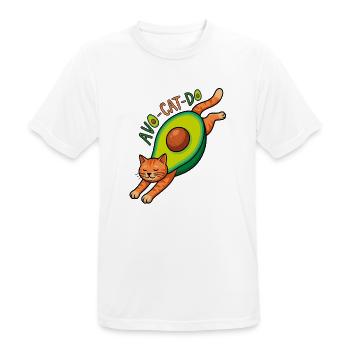 AvoCatDo Dehnkatze - Männer T-Shirt atmungsaktiv - Weiß - Vorne - AI Model Male 185 dark (185cm)