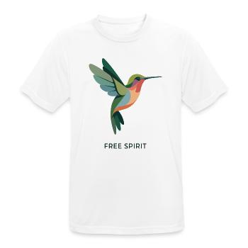 FREE SPIRIT – Bunter Kolibri Vogel Design - Männer T-Shirt atmungsaktiv - Weiß - Vorne - AI Model Male 185 dark (185cm)