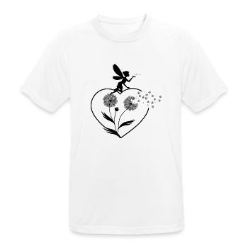 Schmetterlingdesign Pusteblumen Wiese Herzen Feen - Männer T-Shirt atmungsaktiv - Weiß - Vorne - AI Model Male 185 dark (185cm)