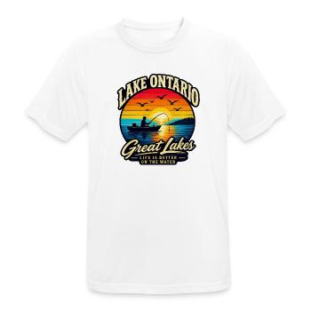 Angeln im Lake Ontario – Leben in den Großen Seen - Männer T-Shirt atmungsaktiv - Weiß - Vorne - AI Model Male 185 dark (185cm)