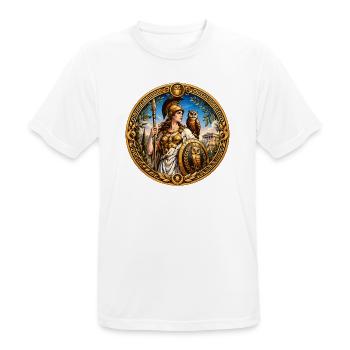 Athene mit Speer, Schild und Eulen - Männer T-Shirt atmungsaktiv - Weiß - Vorne - AI Model Male 185 dark (185cm)