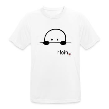 Moin. | Kleine Guckfigur mit Herz regionaler Gruss - Männer T-Shirt atmungsaktiv - Weiß - Vorne - AI Model Male 185 dark (185cm)