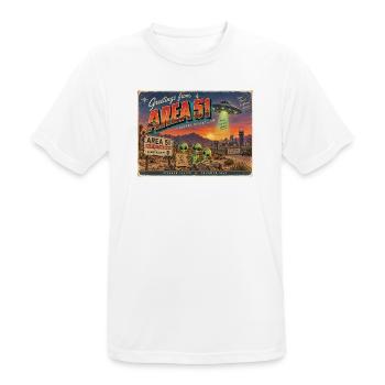 Grüße aus Area 51 – Retro-Alien-Postkarte - Männer T-Shirt atmungsaktiv - Weiß - Vorne - AI Model Male 185 dark (185cm)