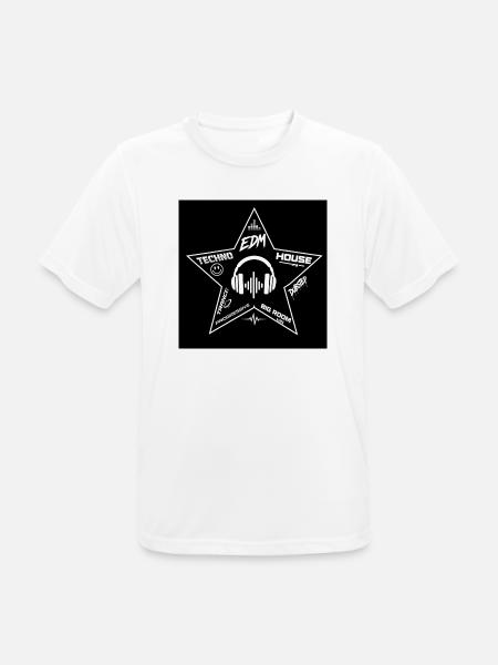 EDM Stern Kopfhörer Muster - Männer T-Shirt atmungsaktiv - Weiß