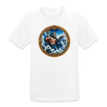 Poseidon auf rauen Wellen - Männer T-Shirt atmungsaktiv - Weiß - Vorne - AI Model Male 185 dark (185cm)