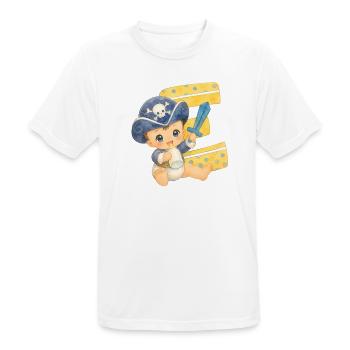 E - Buchstabe: Kleiner Piratenkapitän Baby - Männer T-Shirt atmungsaktiv - Weiß - Vorne - AI Model Male 185 dark (185cm)