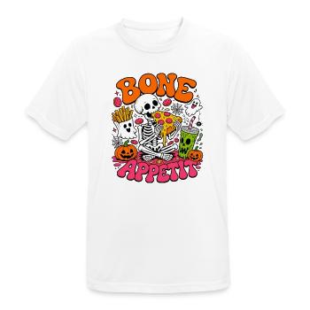 Bone Appetit lustiges Halloween-Skelett isst Pizza - Männer T-Shirt atmungsaktiv - Weiß - Vorne - AI Model Male 185 dark (185cm)