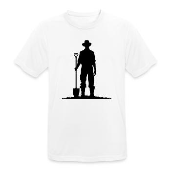 Bauer mit Schaufel auf Wiese Silhouette - Männer T-Shirt atmungsaktiv - Weiß - Vorne - AI Model Male 185 dark (185cm)