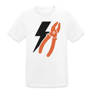 Elektriker Icon Emblem. – Motiv – Geschenkidee. - Männer T-Shirt atmungsaktiv - Weiß - Vorne - AI Model Male 185 dark (185cm)