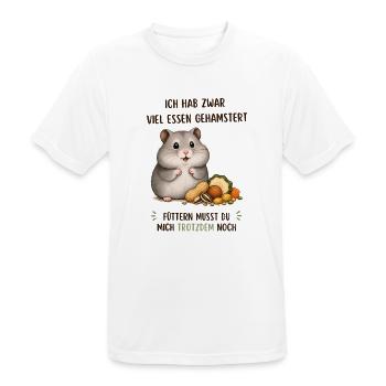 Hamster Hunger: Viel Essen, Noch Mehr Futter - Männer T-Shirt atmungsaktiv - Weiß - Vorne - AI Model Male 185 dark (185cm)