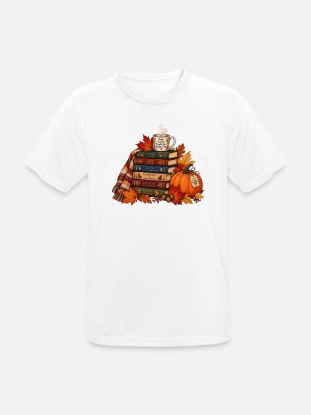 Gemütlicher Herbst Bücherstapel - Männer T-Shirt atmungsaktiv - Weiß