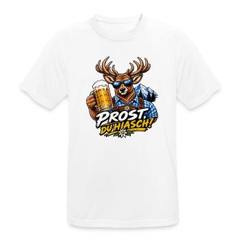 Prost du Hiasch - Prost du Hirsch - Volksfest - Männer T-Shirt atmungsaktiv - Weiß - Vorne - AI Model Male 185 dark (185cm)