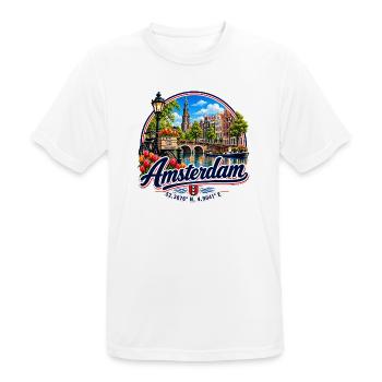 Amsterdam - Niederlande - Nederland - Holland - Männer T-Shirt atmungsaktiv - Weiß - Vorne - AI Model Male 185 dark (185cm)