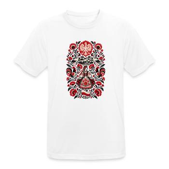 Polen | Störche, Tracht & Volkskunst - Männer T-Shirt atmungsaktiv - Weiß - Vorne - AI Model Male 185 dark (185cm)