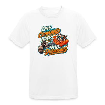 Lustiger Programmierer Waschbär – Noch ein Befehl später - Männer T-Shirt atmungsaktiv - Weiß - Vorne - AI Model Male 185 dark (185cm)