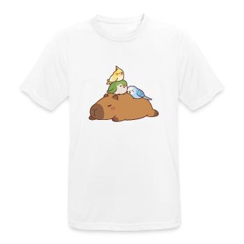 Niedliche Kapybara und Vögel - Männer T-Shirt atmungsaktiv - Weiß - Vorne - AI Model Male 185 dark (185cm)