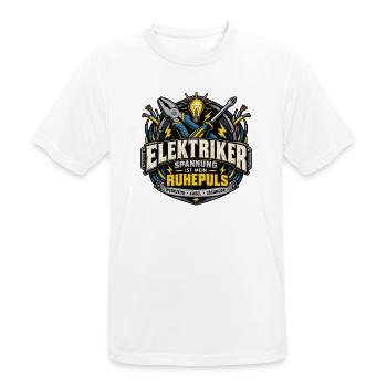 Elektriker – Spannung ist mein Ruhepuls - Männer T-Shirt atmungsaktiv - Weiß - Vorne - AI Model Male 185 dark (185cm)