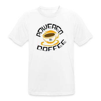 Powered by Coffee - Männer T-Shirt atmungsaktiv - Weiß - Vorne - AI Model Male 185 dark (185cm)